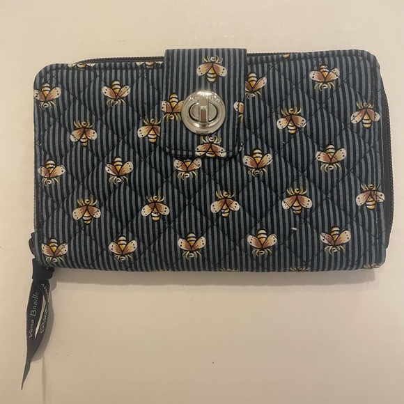 Vera Bradley Handbags - Vera Bradley NWT Turnlock Wallet (Bee Design) RFID protection. MSRP $70.